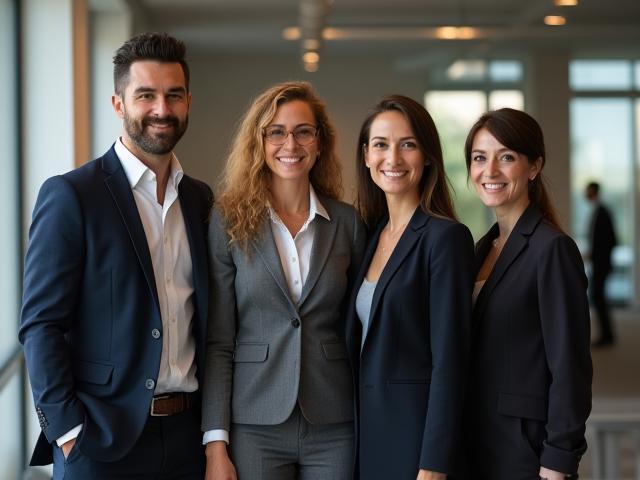 Professional photo of the Swiss Talent Training team in their modern office